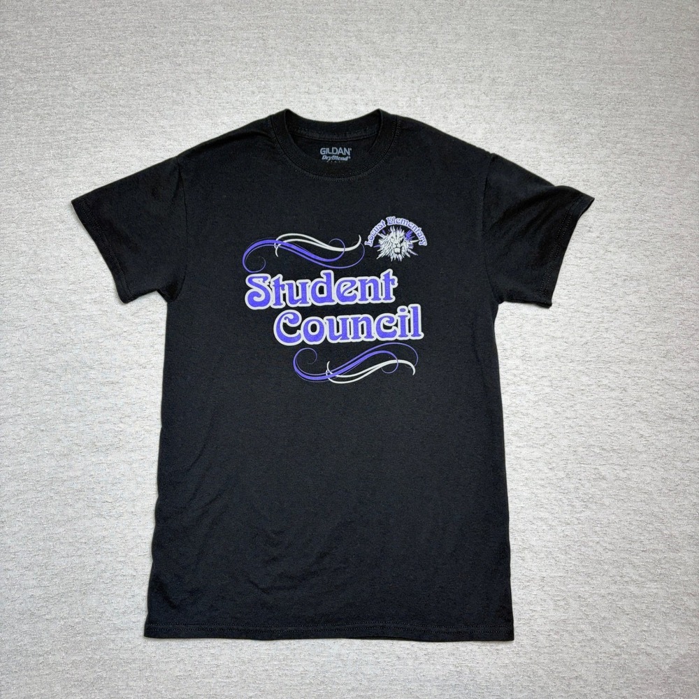 Gildan Unisex Student Council Tshirt Small Black Locust Elementary School Tee